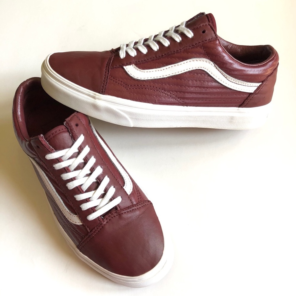 Vans Burgundy/Maroon Faux Leather Sk8-Low Sneakers